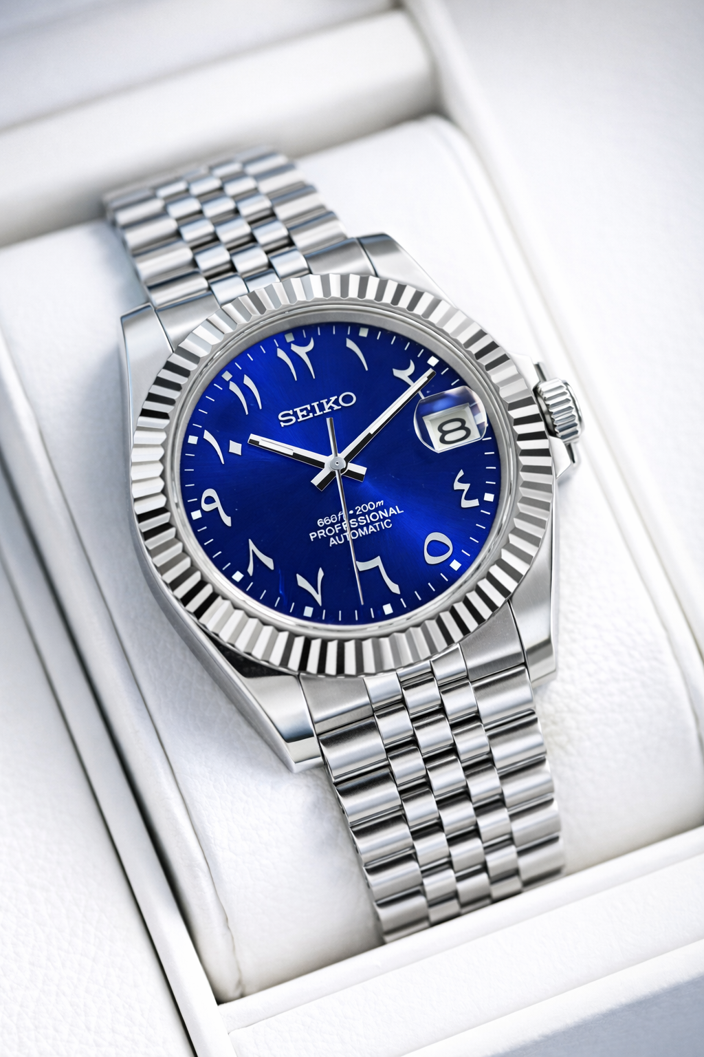 Seikojust Mod Silver - Cobalt Blue Arabic