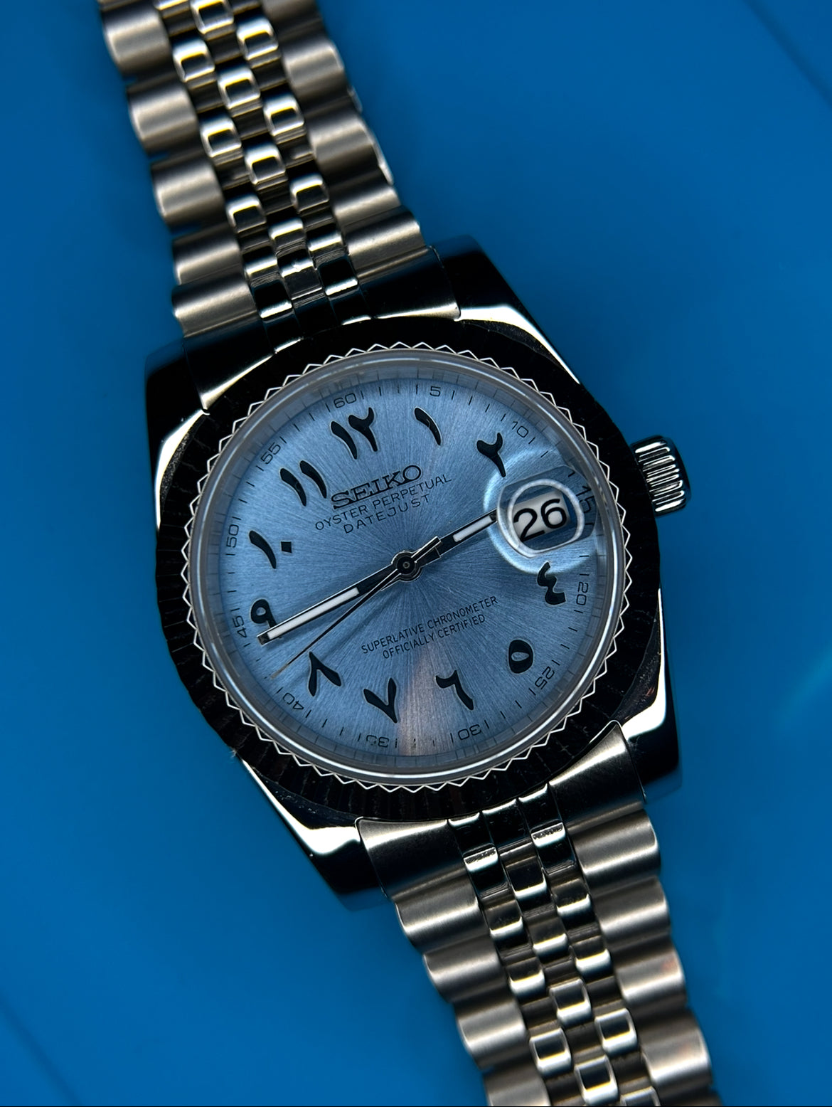 Datejust Mod Silver - Baby Blue Arabic