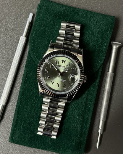 Datejust Mod Silver - Olive Green Arabic