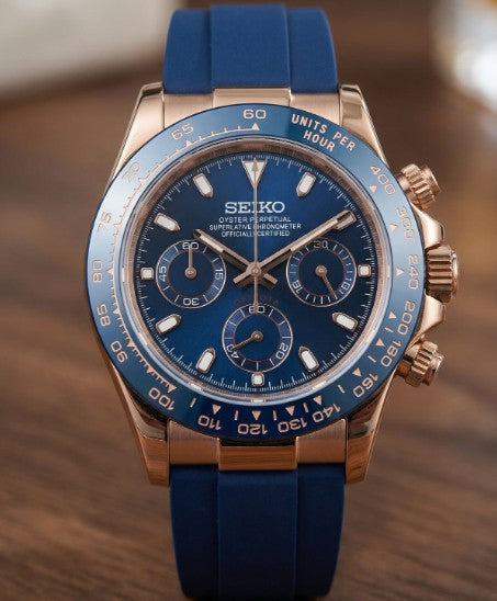 Seitona Mod Rose Gold - Oysterflex Blue