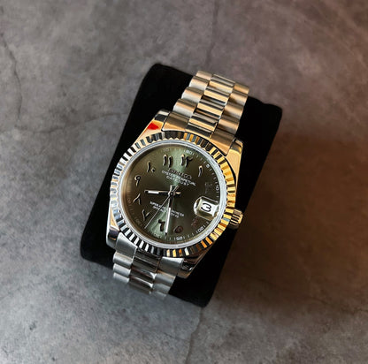 Datejust Mod Silver - Olive Green Arabic