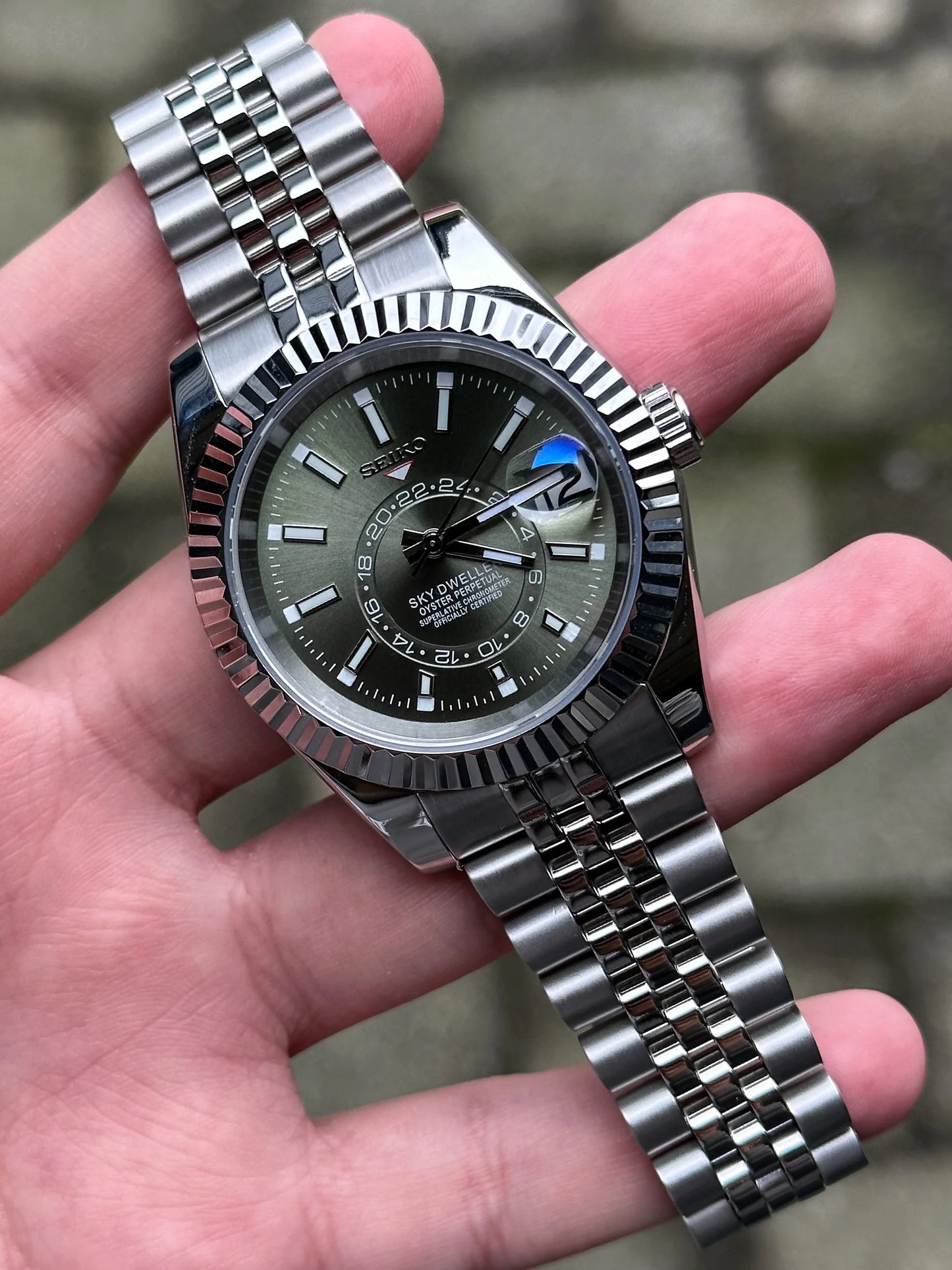 Sky Dweller Silver - Olive Green