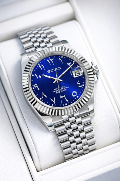 Seikojust Mod Silver - Cobalt Blue Arabic