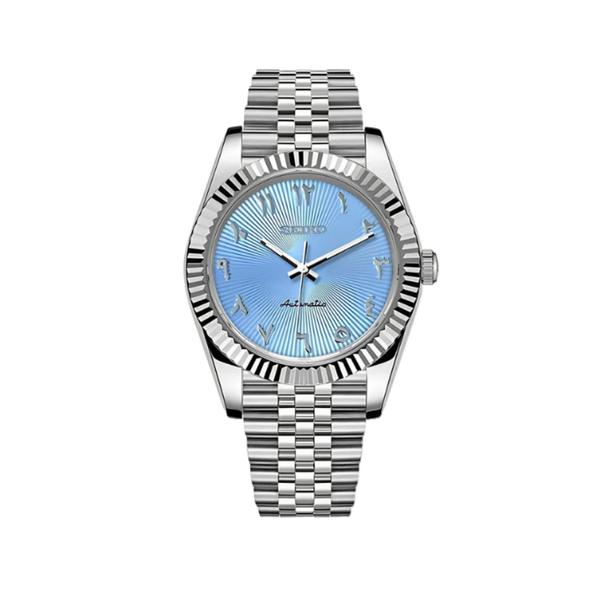 Datejust Seiko Mod Arabic Silver Blue V2