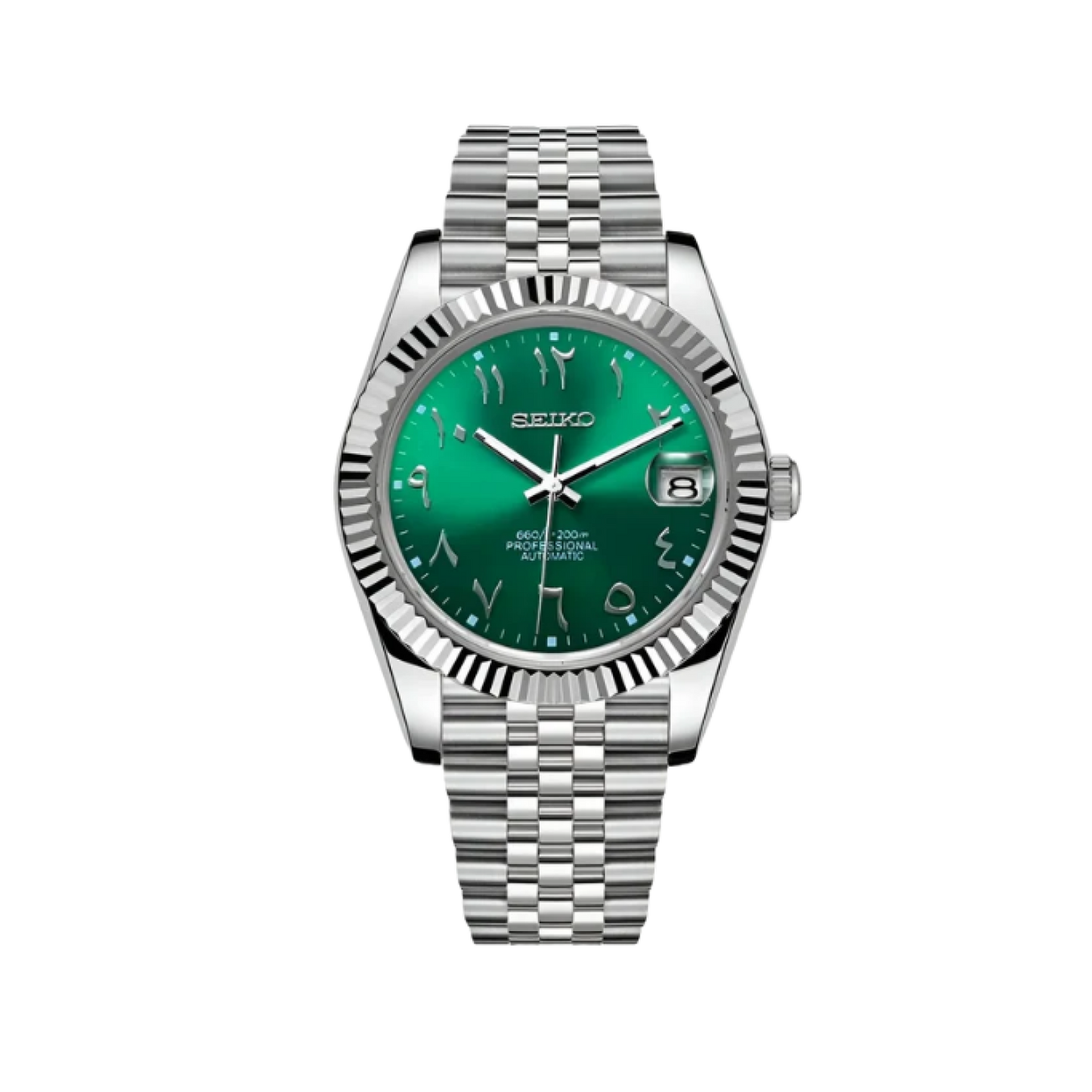 Datejust Mod Silver - Green Arabic